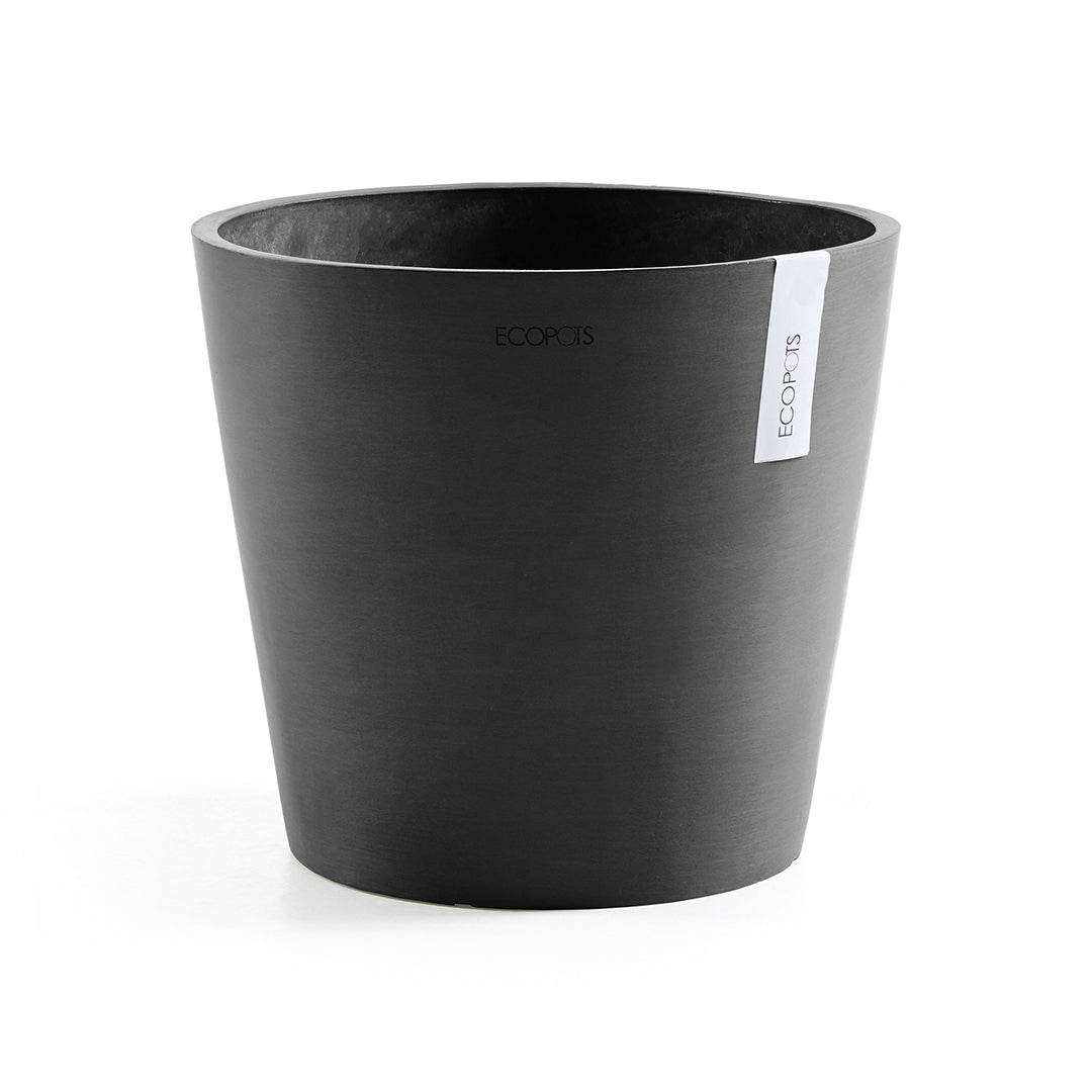 Ecopots Amsterdam Pflanzkübel – Ø 40 × 35 cm – Recycling-Kunststoff, Dunkelgrau