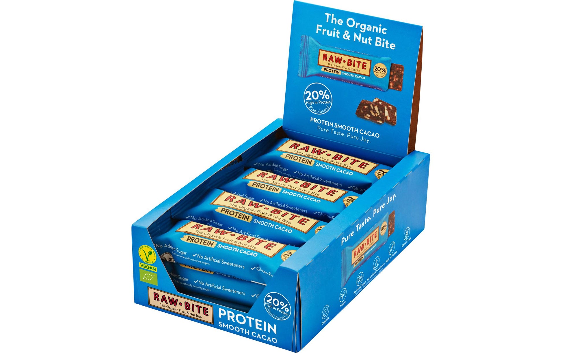 Rawbite Rohkostriegel – Kakao, Protein, Bio – 12 × 45 g