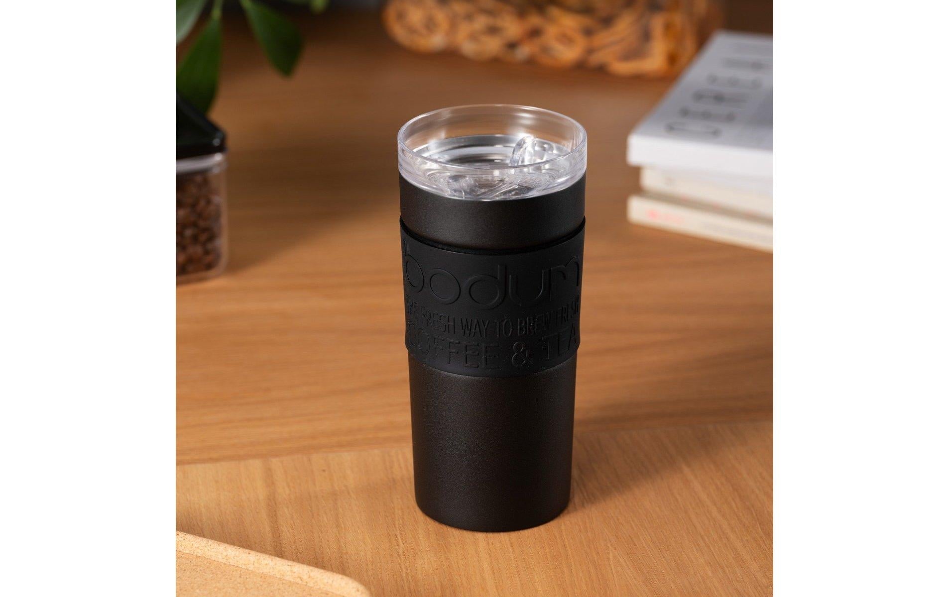 Bodum Thermobecher 11093-01PS-10 – 350 ml, Ø 8,1 cm, H 17,6 cm, Kunststoff/Edelstahl, mit Deckel, doppelwandig