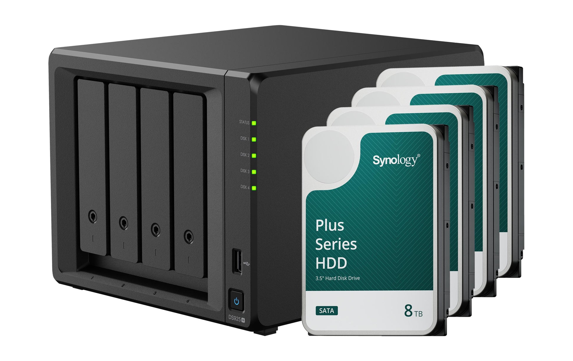 Synology DS925+ – 4-Bay Tower NAS – AMD Ryzen V1500B, 4 GB RAM, 2.5GbE