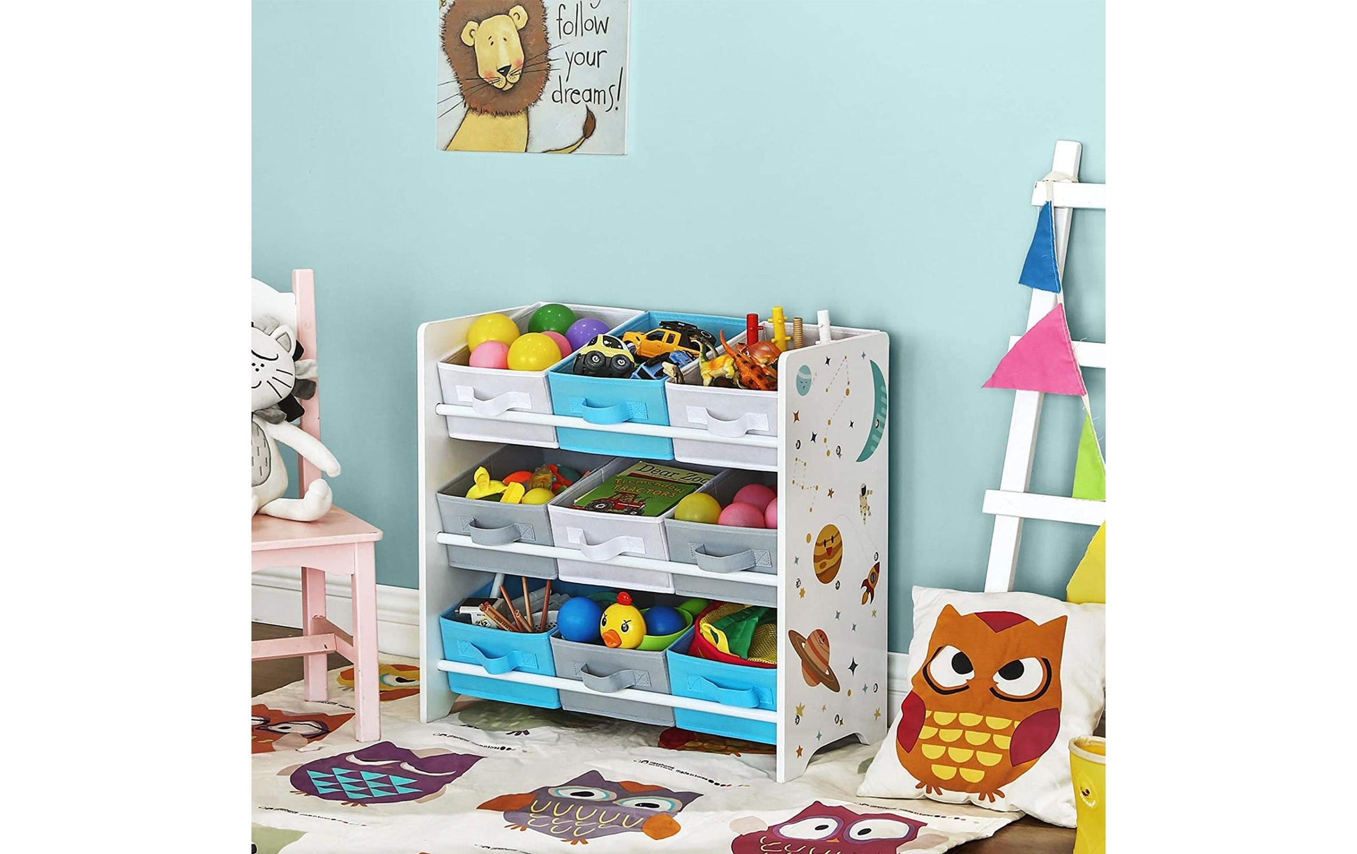Songmics Büro-/Lagerregal freistehend, GKR33WT – 9 Böden – 62,5 × 29,5 × 60 cm – Weiss – Holz/Stahl
