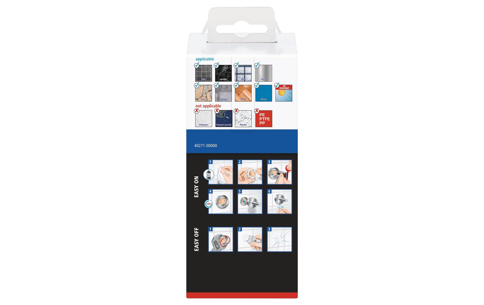 TESA Toilettenpapierhalter – Edelstahl, selbstklebend, 13,6 × 4,6 × 6,1 cm