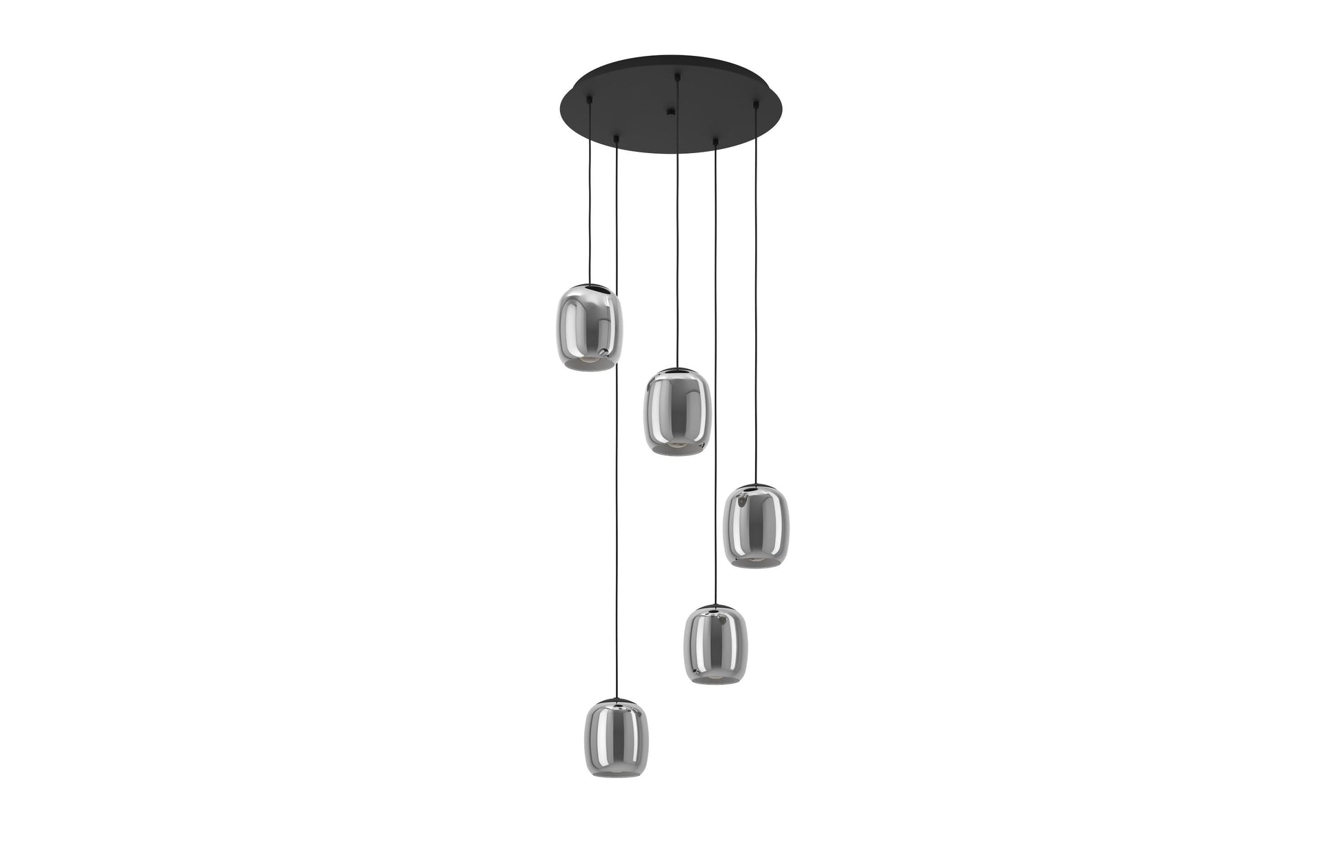EGLO Pendelleuchte Ciampino – Ø 54 × 150 cm, 140 W, schwarz, 5× E27, exkl. Leuchtmittel