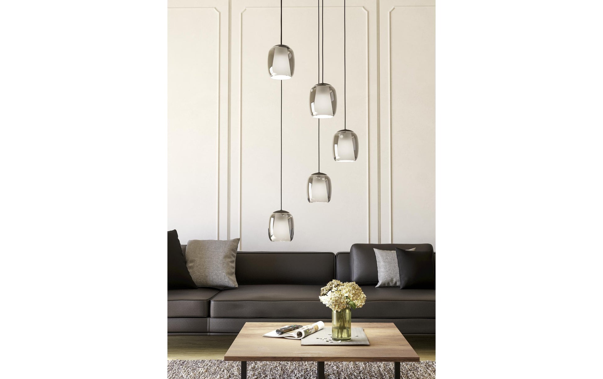 EGLO Pendelleuchte Ciampino – Ø 54 × 150 cm, 140 W, schwarz, 5× E27, exkl. Leuchtmittel