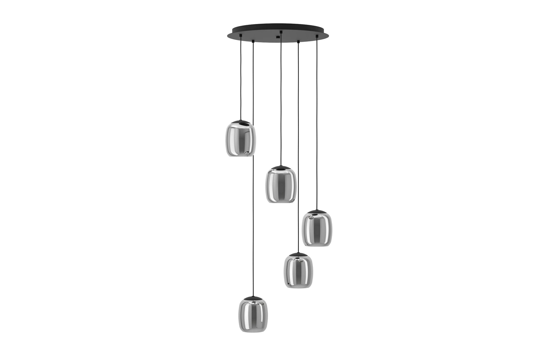 EGLO Pendelleuchte Ciampino – Ø 54 × 150 cm, 140 W, schwarz, 5× E27, exkl. Leuchtmittel