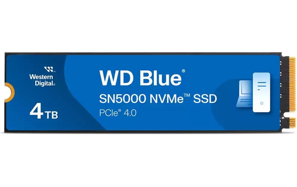 Western Digital Blue SN5000 – 4 TB, M.2 2280 (22×80 mm), PCIe 4.0 NVMe, für PC/Laptop
