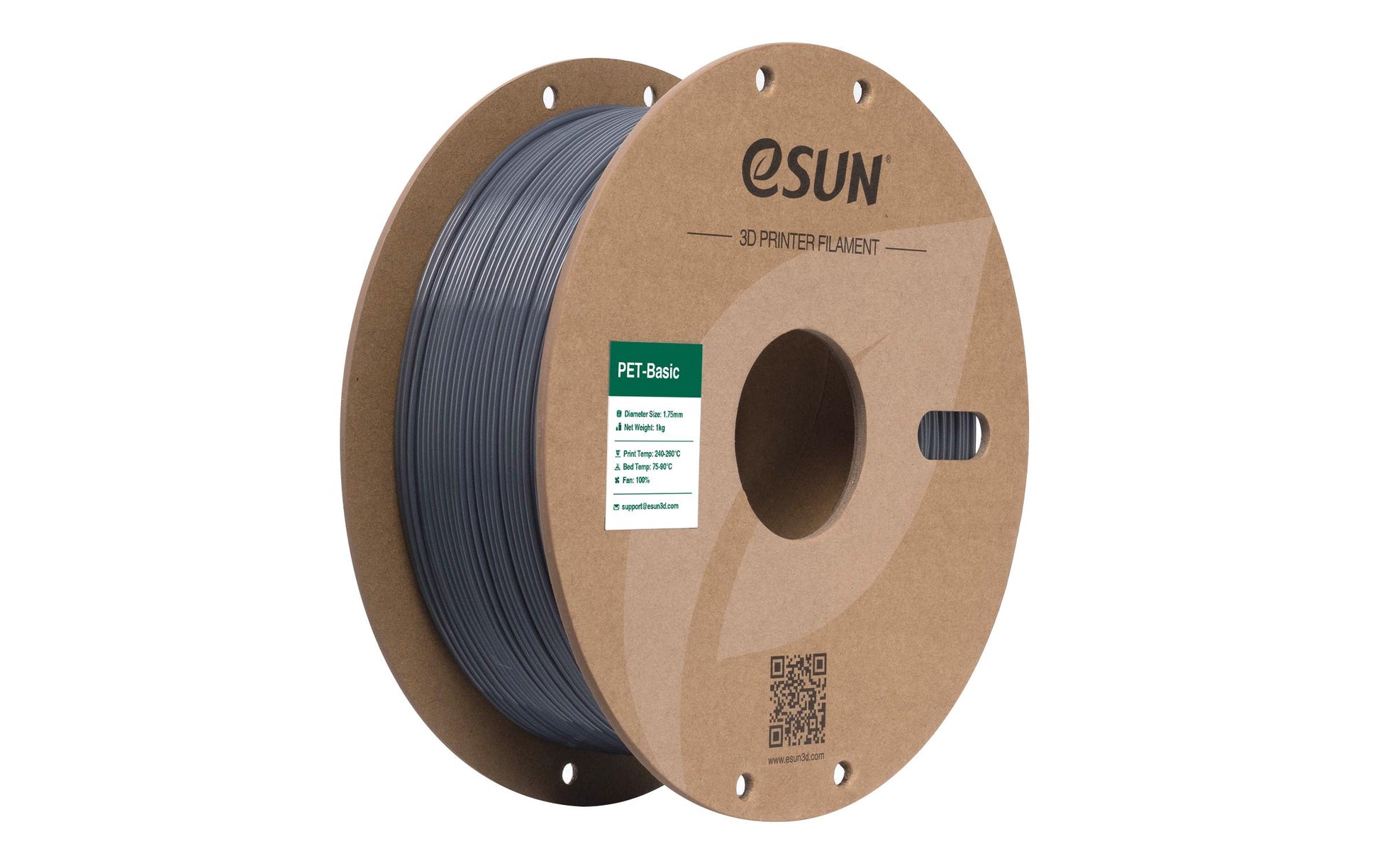eSUN 3D-Drucker-Filament PET 1,75 mm Grau, 1 kg