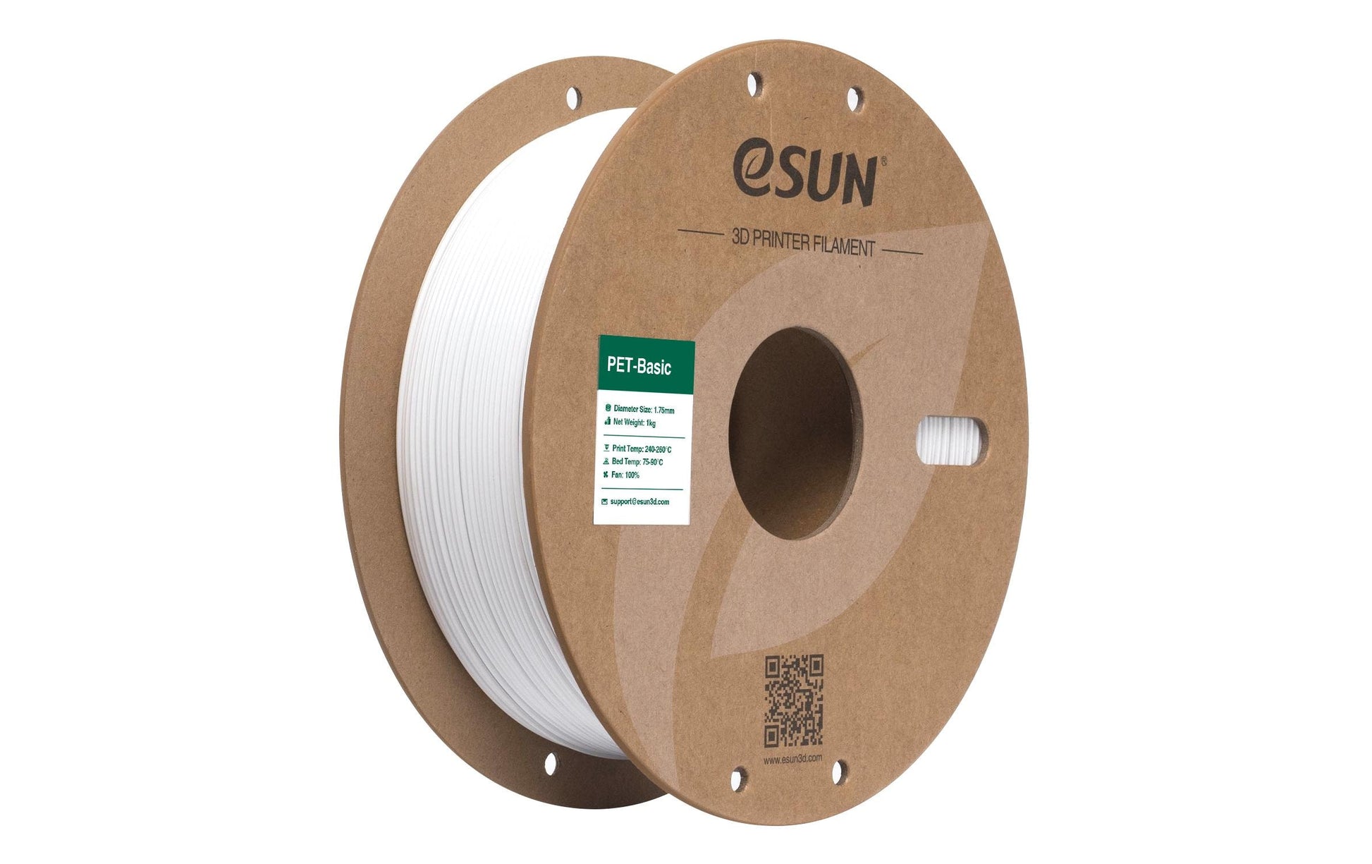 eSUN 3D-Drucker-Filament PET 1,75 mm Weiss, 1 kg