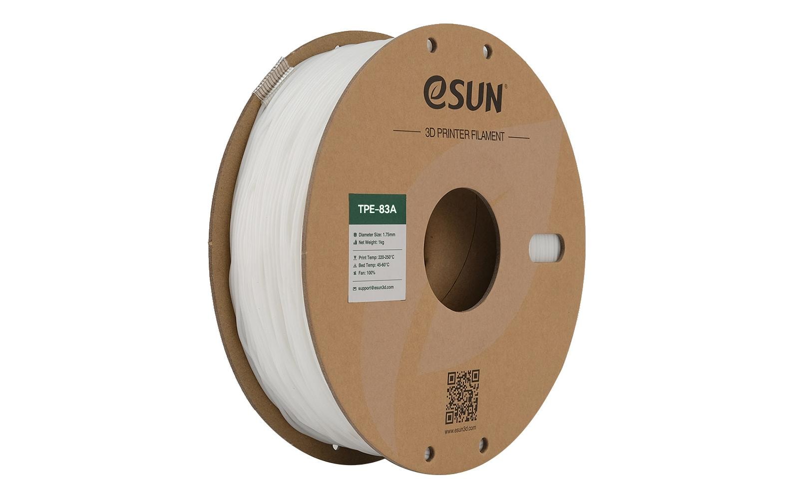 eSUN Filament TPU-83A – 1,75 mm, 1 kg – Weiss – 1 Stück