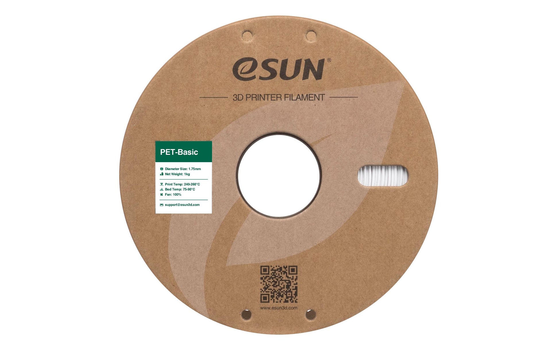 eSUN 3D-Drucker-Filament PET 1,75 mm Weiss, 1 kg
