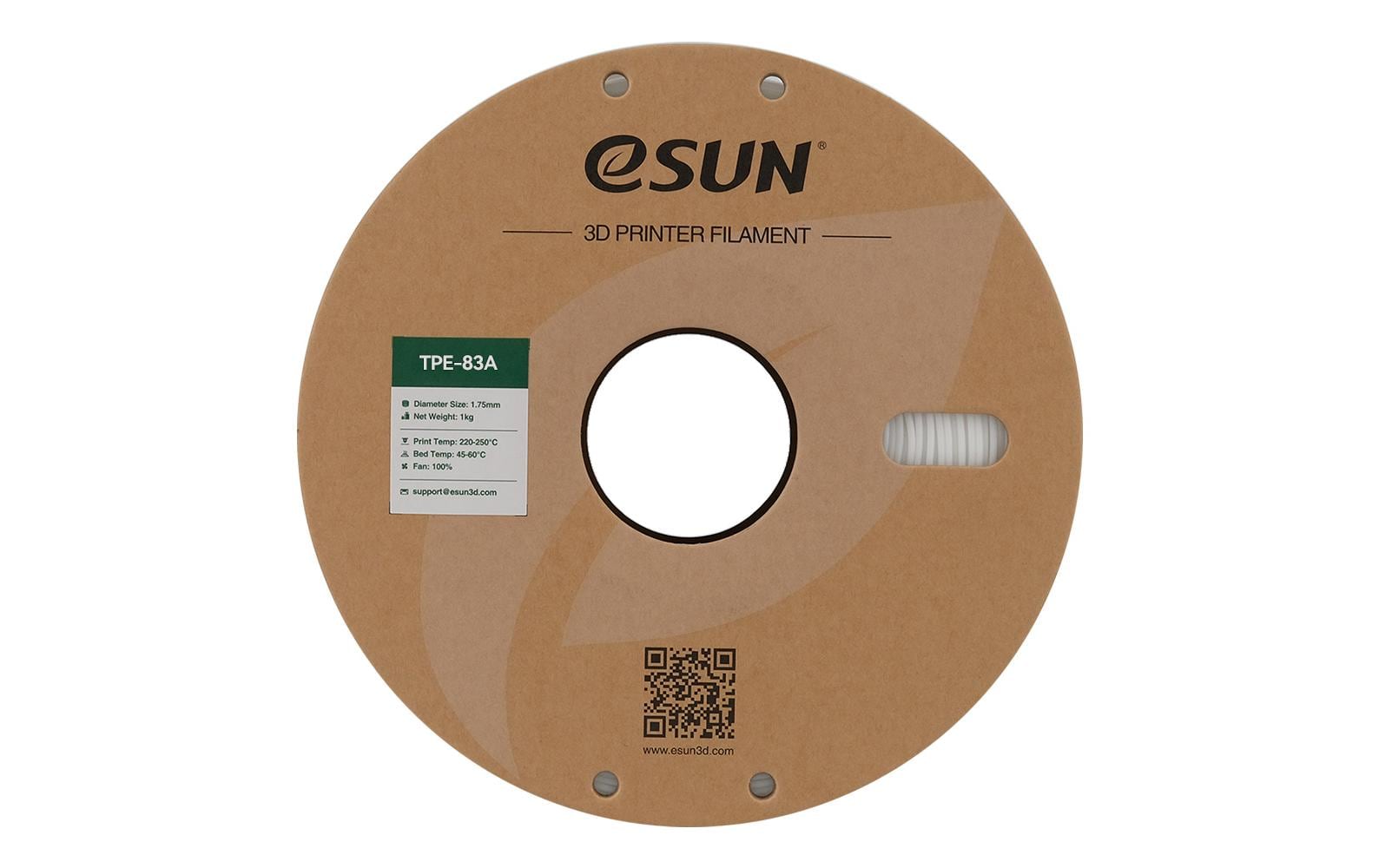 eSUN Filament TPU-83A – 1,75 mm, 1 kg – Weiss – 1 Stück