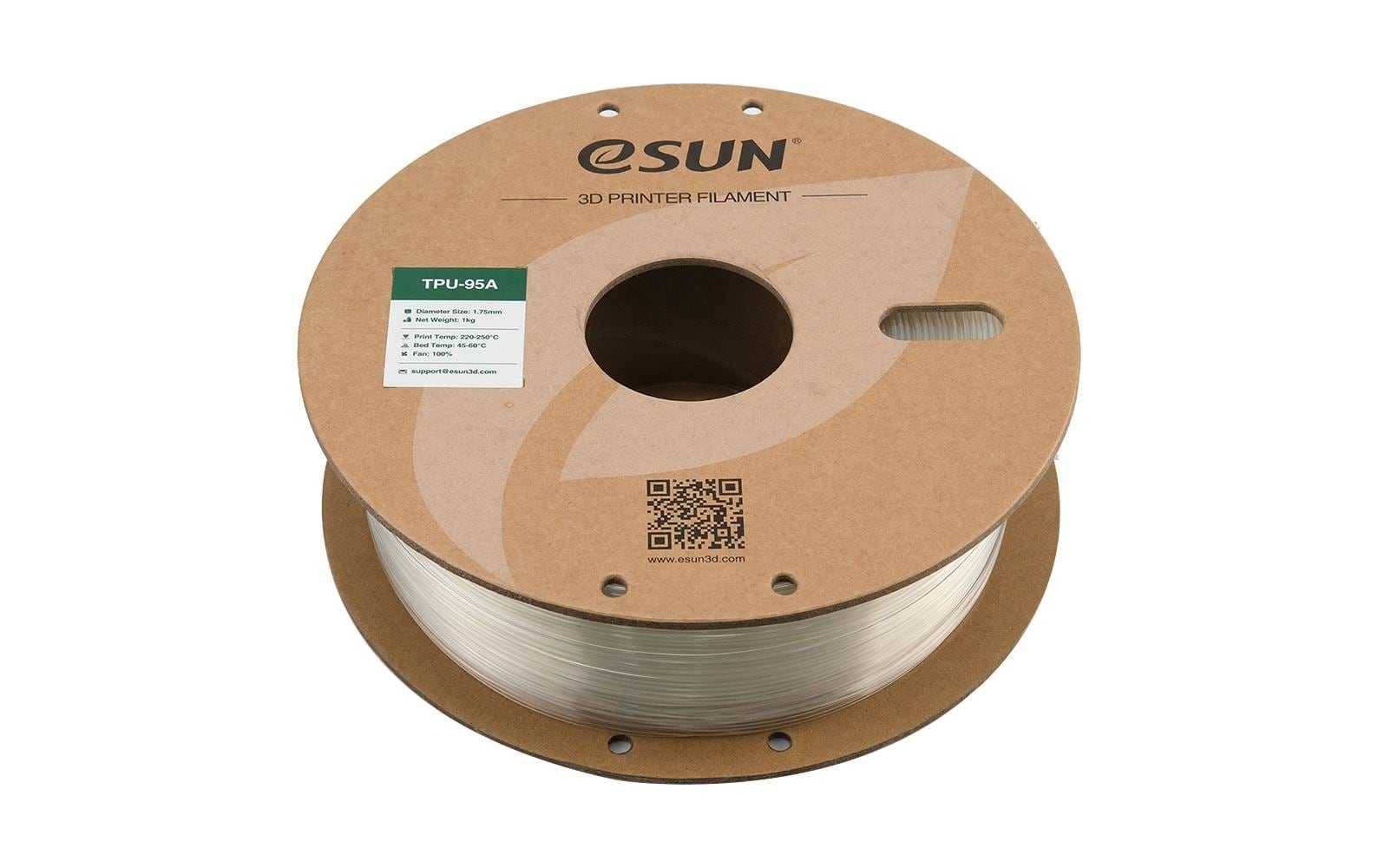 eSUN Filament TPU-95A – 1,75 mm, 1 kg – Transparent 1 Stück
