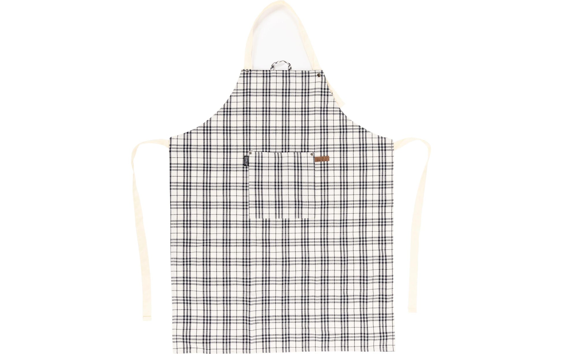 Tiseco Schürze Sherlock Checker – Baumwolle/Polyester, 68×85 cm, Schwarz/Weiss, 1 Stück
