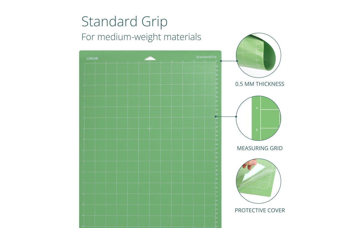 LOKLiK Plotter-Matte StandardGrip – 33,0 × 66,0 cm – Grün – für Cricut Maker – 3er-Set