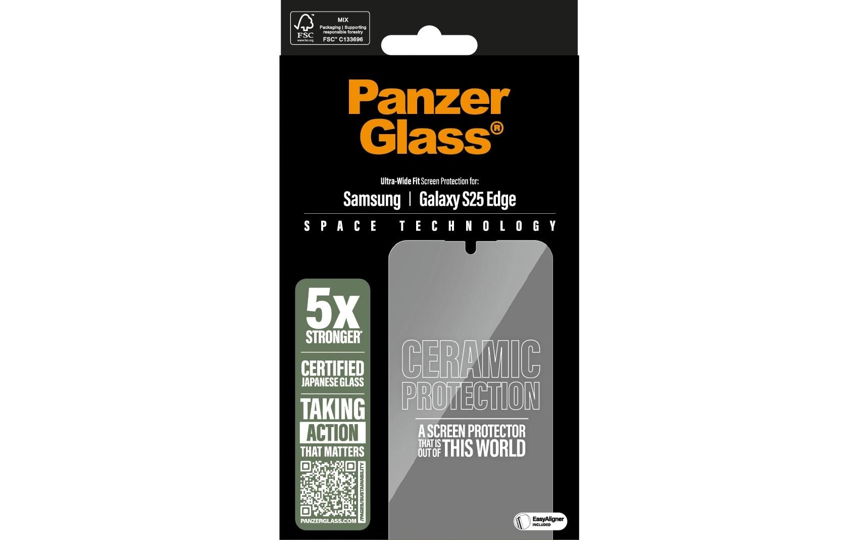 PanzerGlass Displayschutzglas – für Samsung Galaxy S25 Edge, kratzresistent, stossfest, Hartglas, transparent