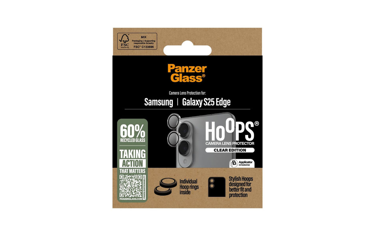 PanzerGlass Displayschutzfolie – für Galaxy S25 Edge, 13,84 × 13,84 × 2,05 mm, Hartglas, Transparent