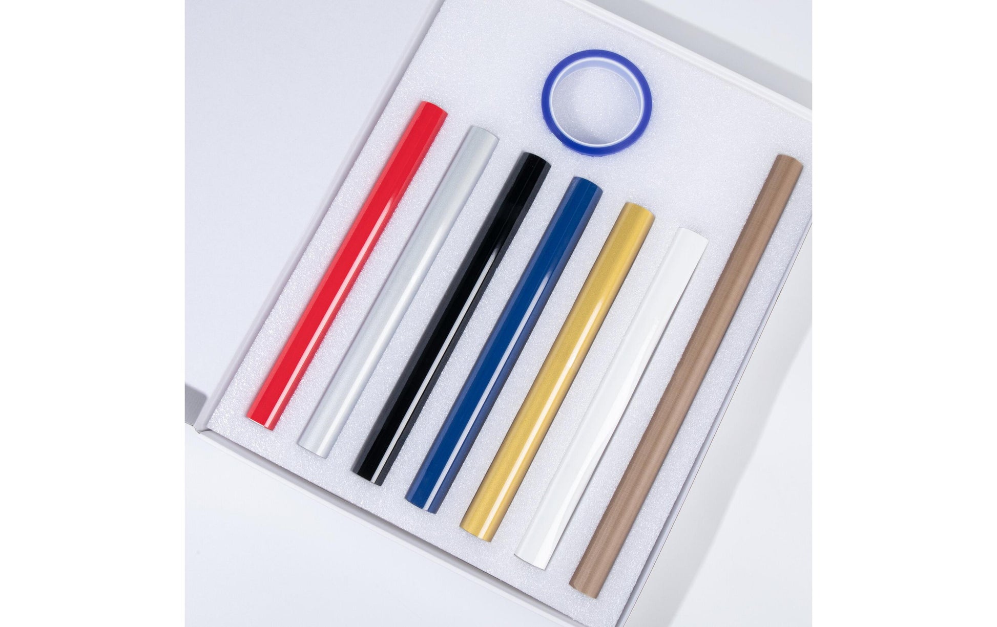 LOKLiK Aufbügelfolien-Set (Vinyl) – 9 Rollen 16,5 × 23,5 cm – Blau, Silber Metallic – für Schneideplotter