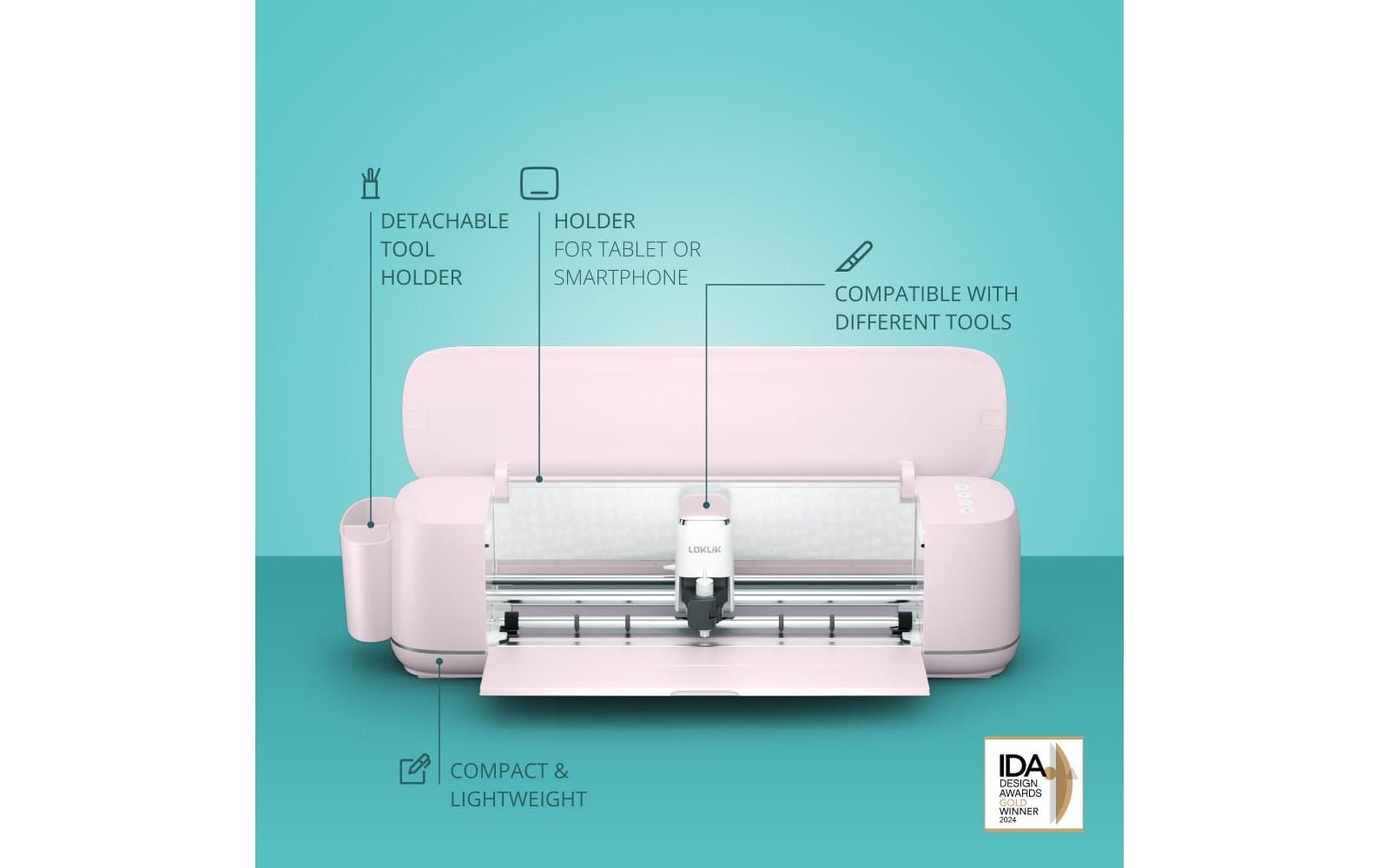LOKLiK Schneideplotter iCraft – max. Breite 333 mm, Materialdicke 0,38 mm, Pink