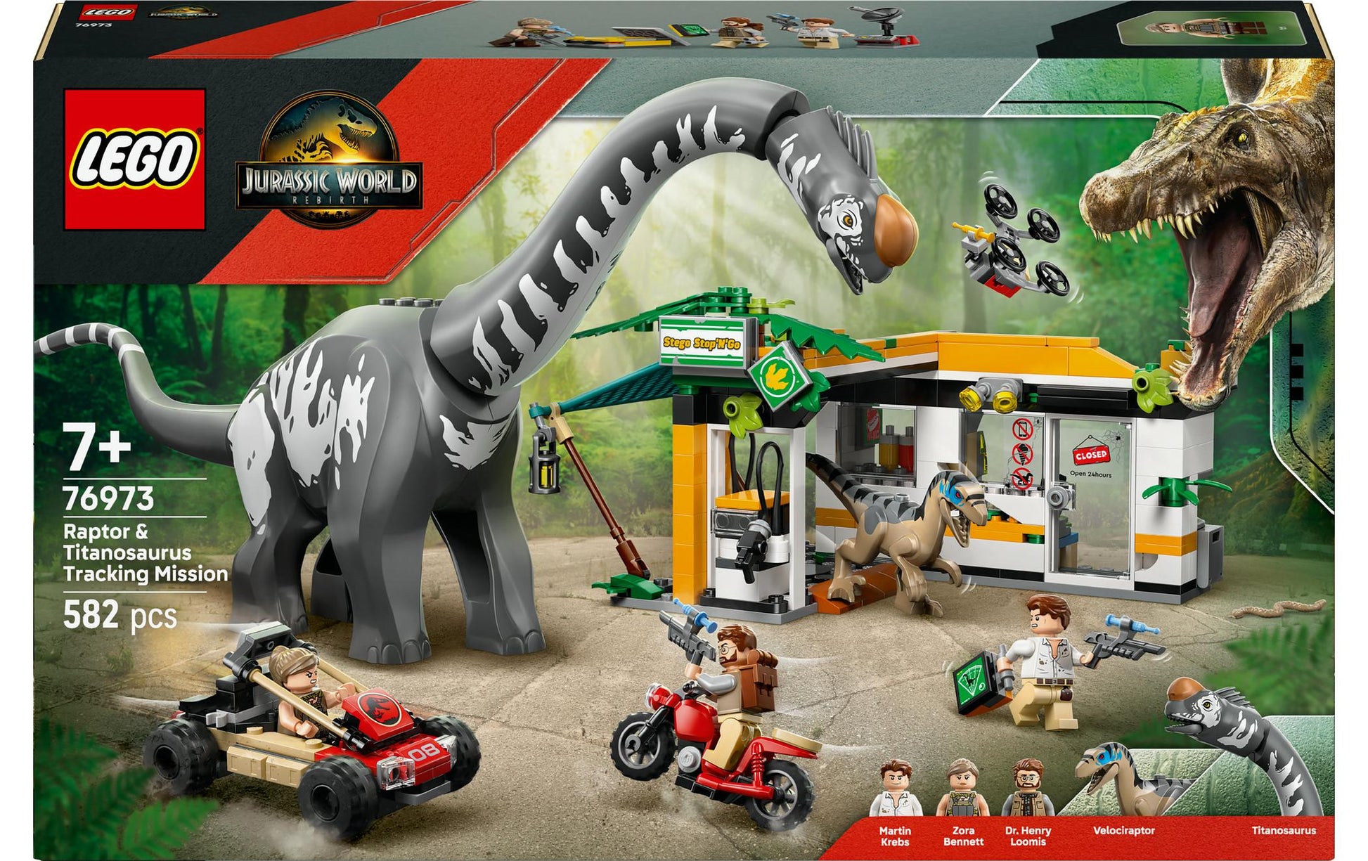 LEGO 76973 Grosse Fährtensuche Bauset – Jurassic World – 582-teilig – 28,2×7,2×45,6 cm – ab 7 J.