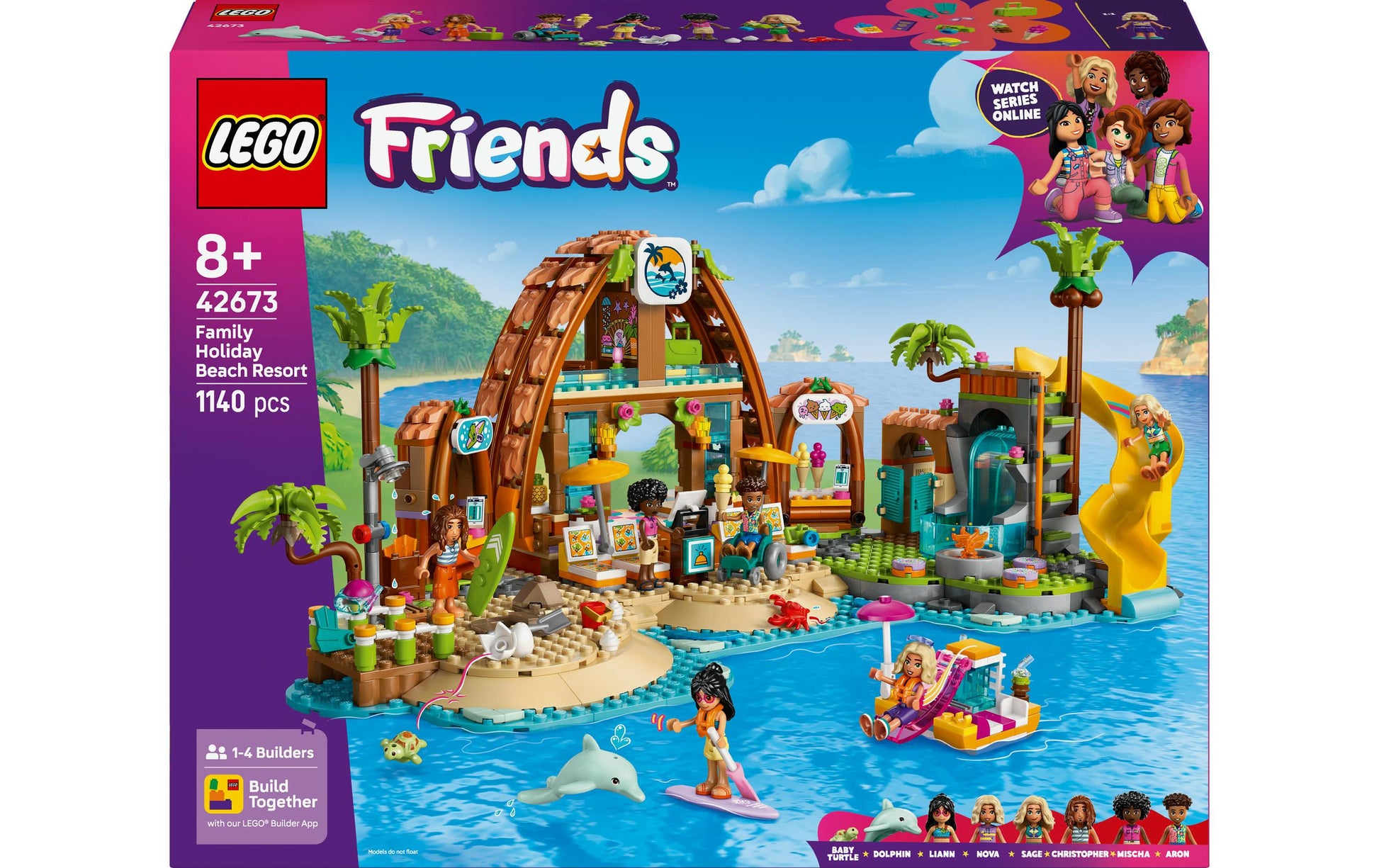 LEGO Friends Familienurlaub im Strandresort Bauset – 1'140-teilig – 37,8 × 9,4 × 48 cm – ab 8 J.