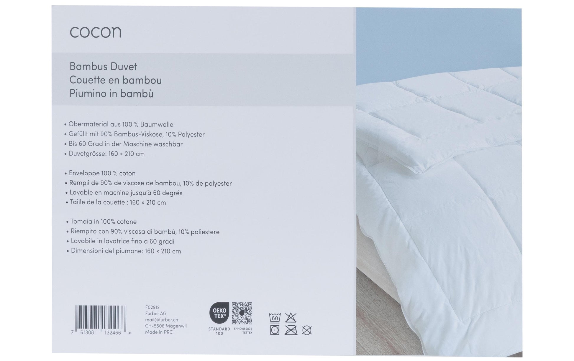 Cocon Mittleres Polyester-Duvet – 160 × 210 cm, OEKO-TEX STANDARD 100