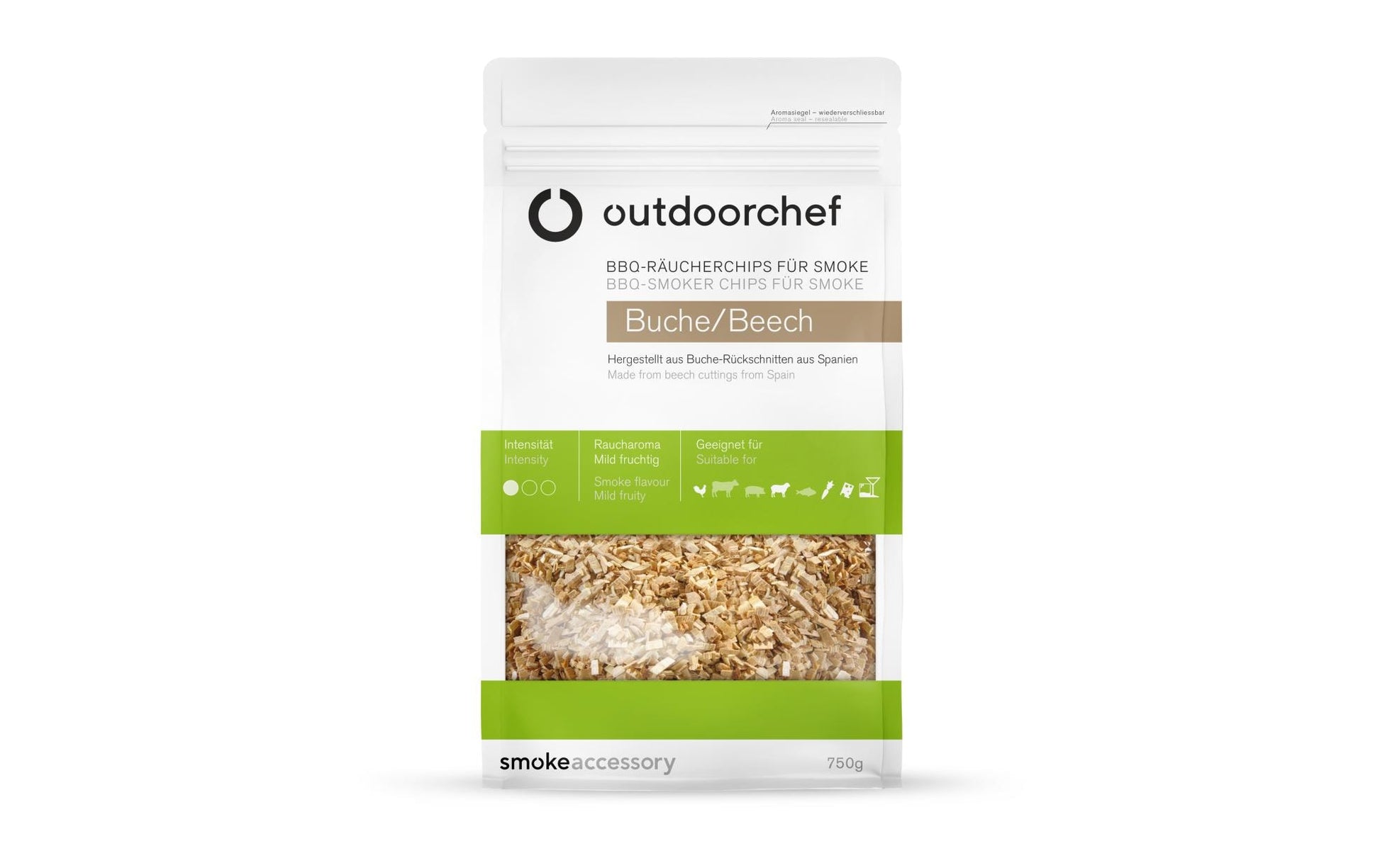OUTDOORCHEF Räucherchips Buche, 20 × 11 × 35 cm, 750 g, 1 Stk.
