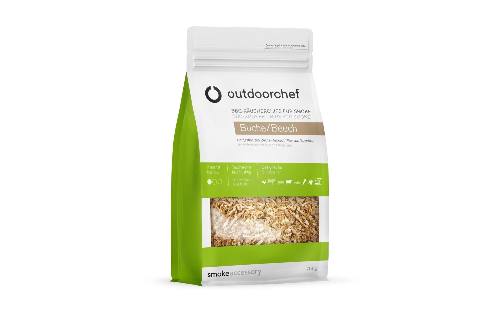 OUTDOORCHEF Räucherchips Buche, 20 × 11 × 35 cm, 750 g, 1 Stk.