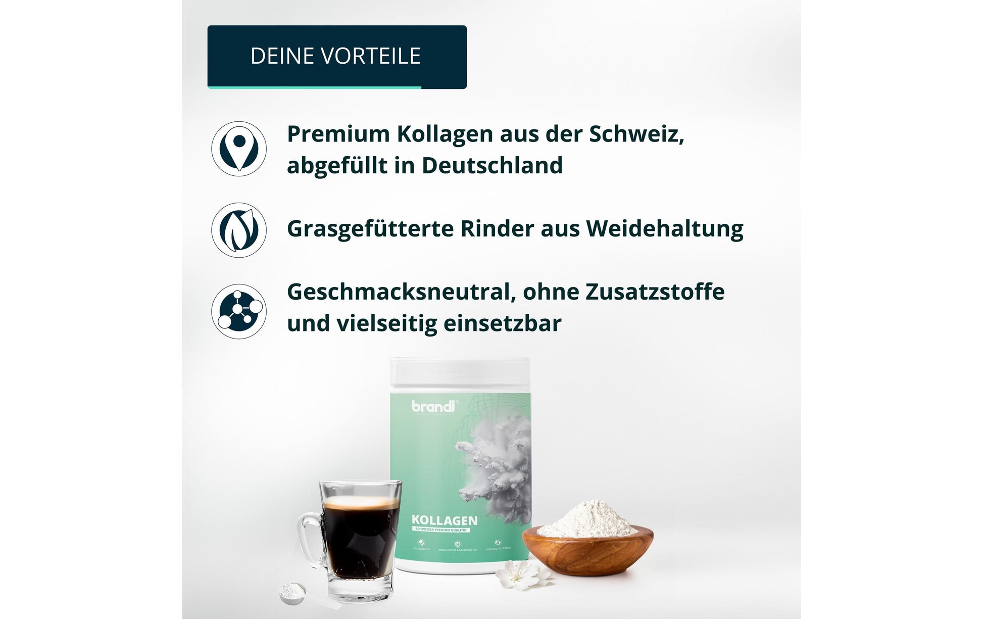 Brandl Nutrition Kollagen Pulver Neutral – glutenfrei – 555 g