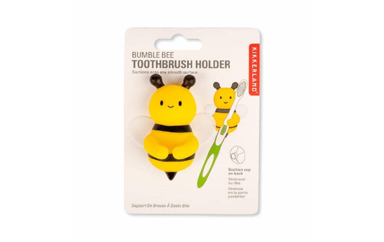 Kikkerland Zahnbürstenhalter – Kunststoff (PVC/PET), 6,8×3,3 cm, Schwarz/Gelb