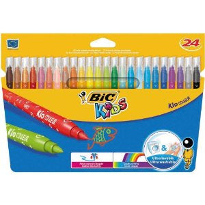BIC Filzstifte – Rundspitze, 0,8 mm, einfach abwaschbar, 24 Farben
