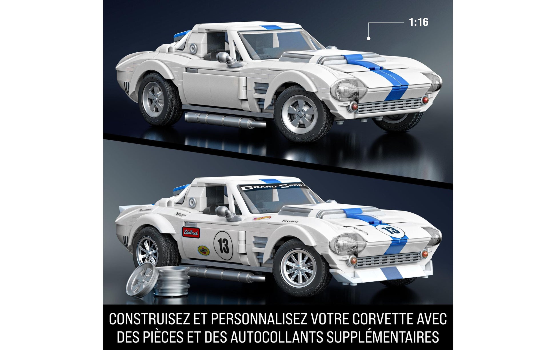 Mega construx Mattel 3D Puzzle Corvette – 918 Teile – Kunststoff – Mehrfarbig