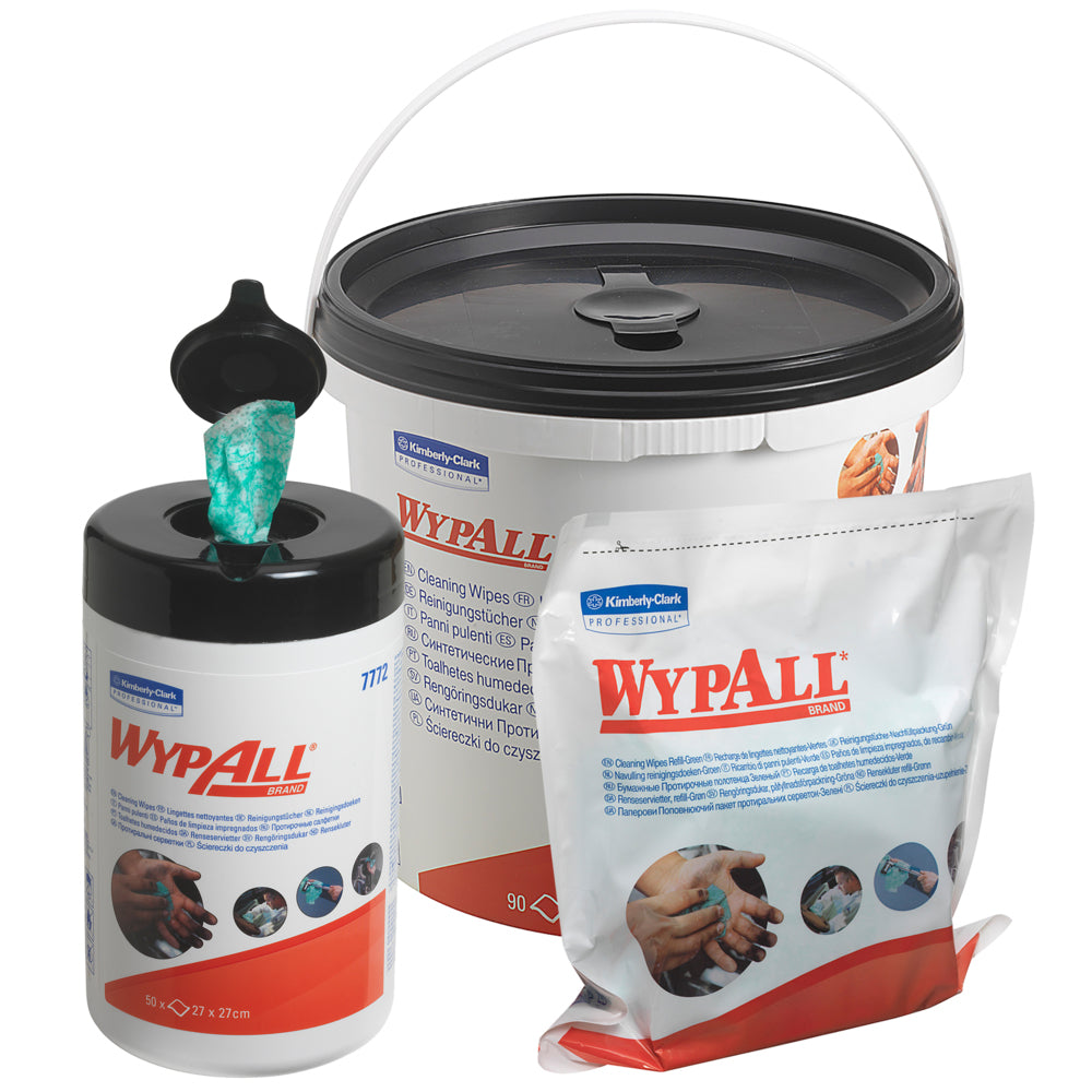 WypAll Reinigungstücher feucht – 1-lagig – 27 × 27 cm – grün – 50 Stk.
