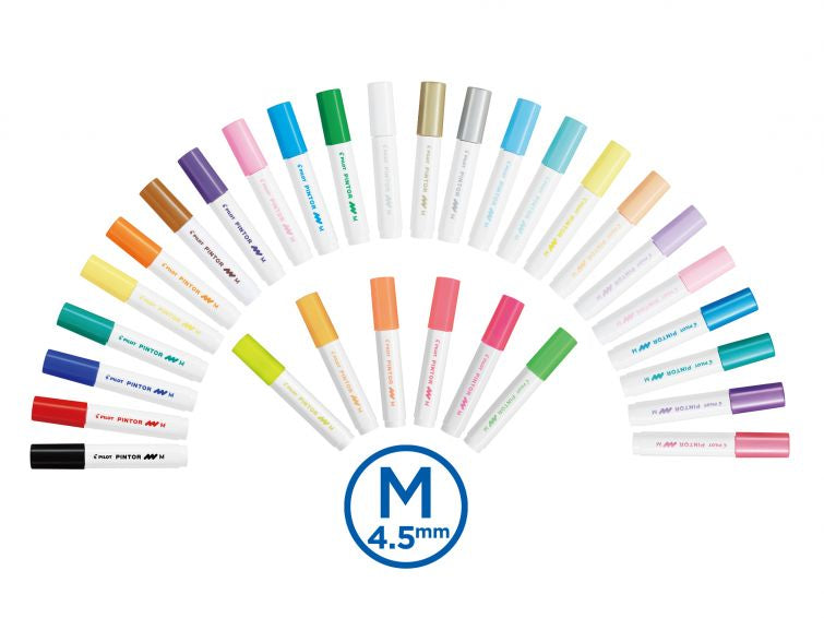 Pilot Pigment-Marker Pintor – Rundspitze 1,5-2,2 mm – Sortiert – 6er-Set – Deckend