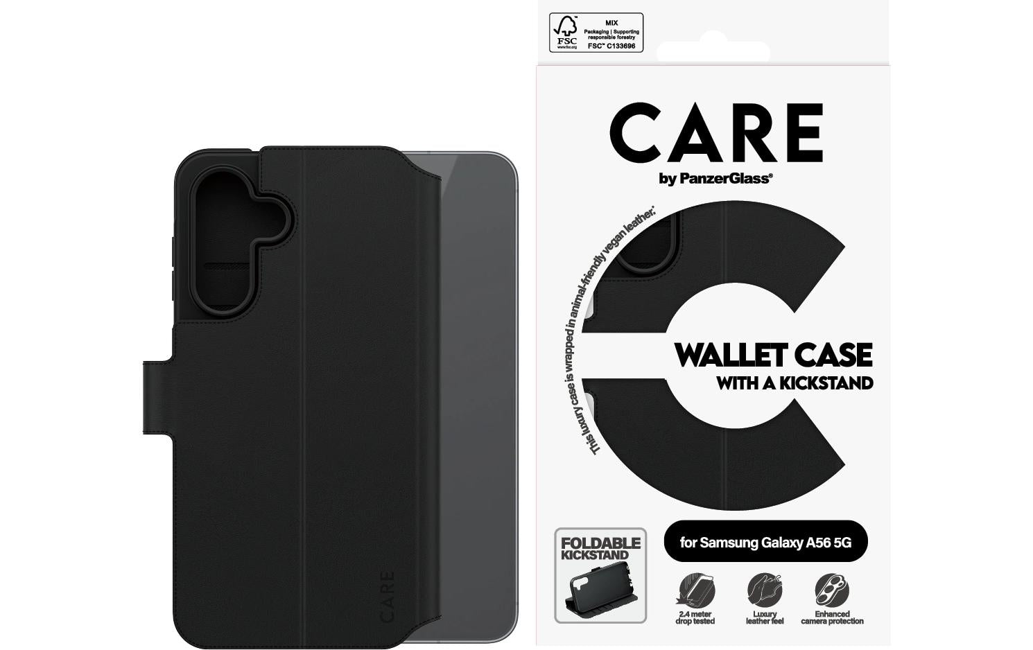 PanzerGlass CARE – Booklet-Hülle – für Samsung Galaxy A56 5G – schwarz – mit Kartenfach