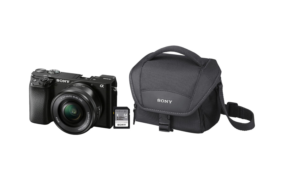 Sony Alpha 6100 – Systemkamera Kit 16–50mm, 24,2 MP APS-C, 4K, Schwarz