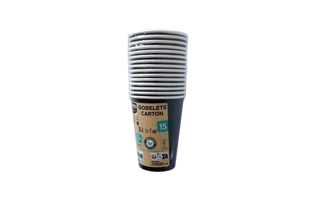PRONAPPE Trinkbecher Karton, Schwarz – 2 dl – FSC – 15 Stk.
