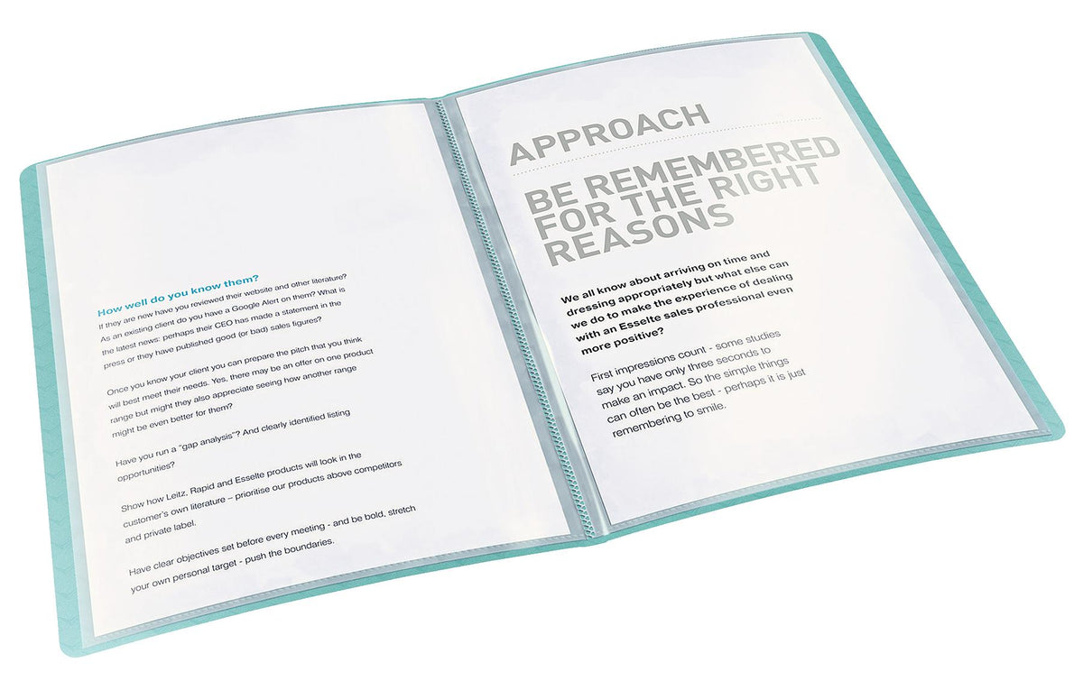 Esselte Colour'ICE Sichtbuch, für A4, 80 Blatt, selbstklebendes Rückenschild – Polypropylen (PP) – Blau