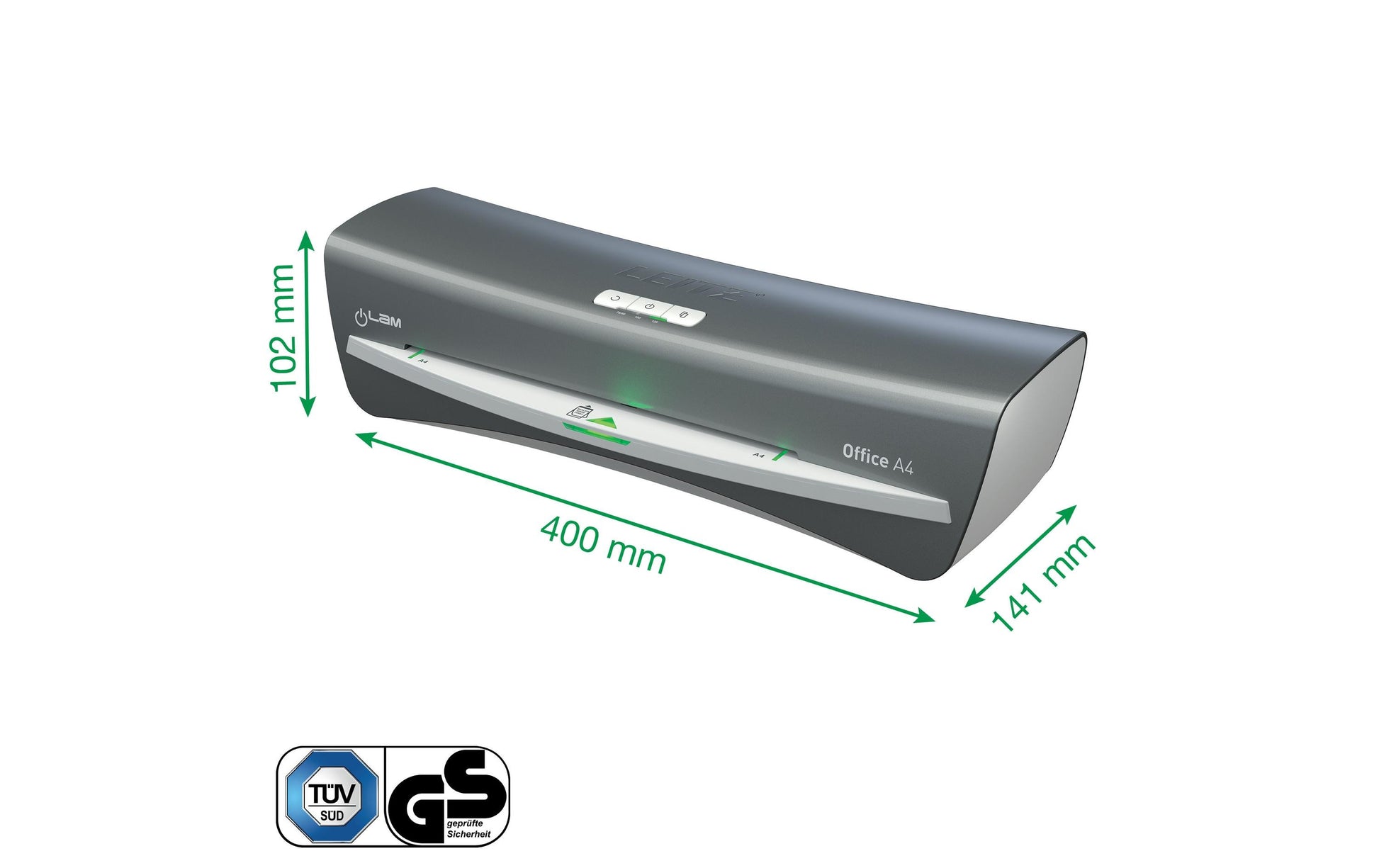 Leitz bürogeräte Leitz Office Laminiergerät A3 – Kalt-/Heisslaminator, bis 125 µm, 1 Rolle, grau