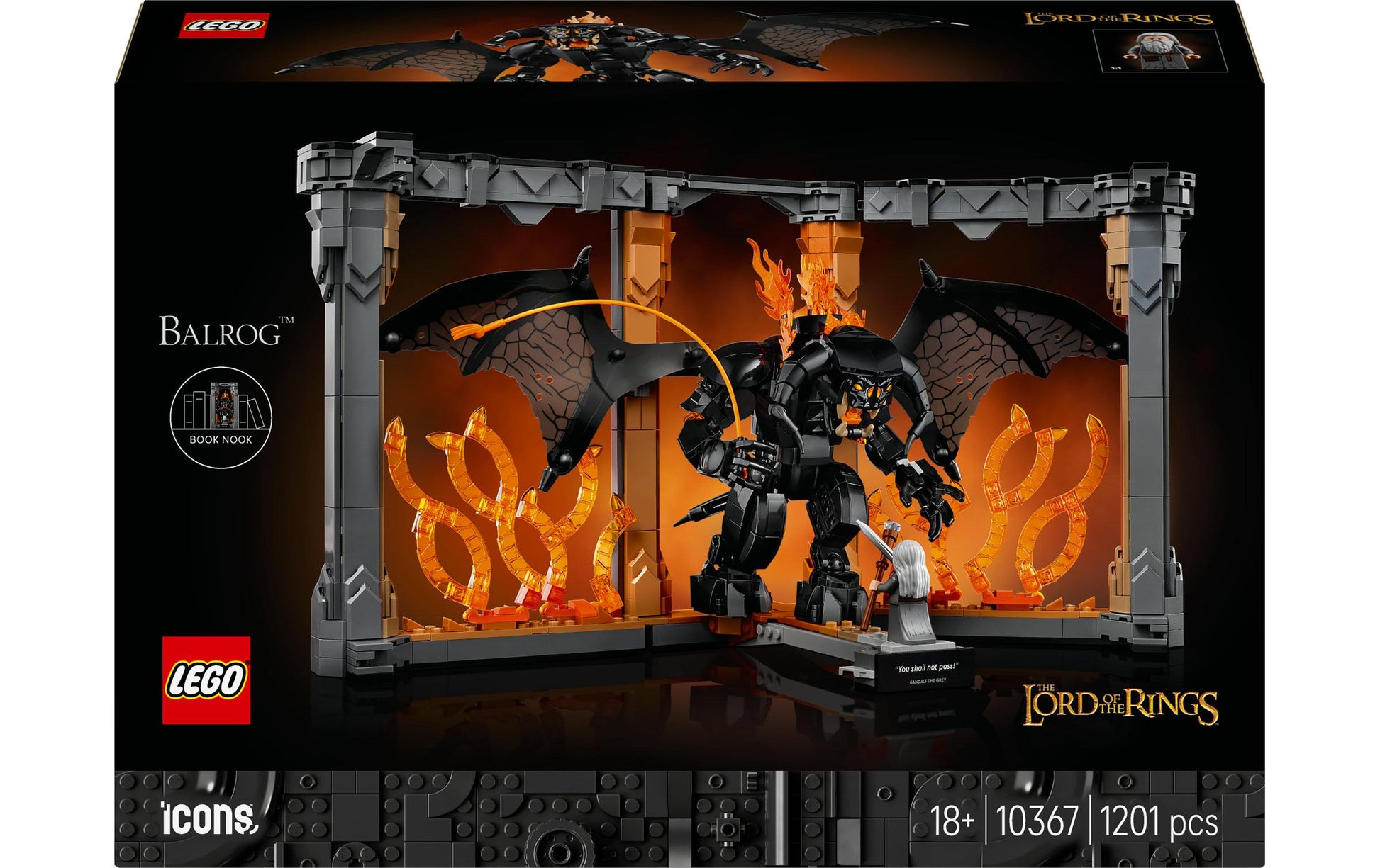 LEGO Icons 10367 Bücherstütze – Balrog – 1201-teilig – 26,2×9,4×38,2 cm – ab 18 J.