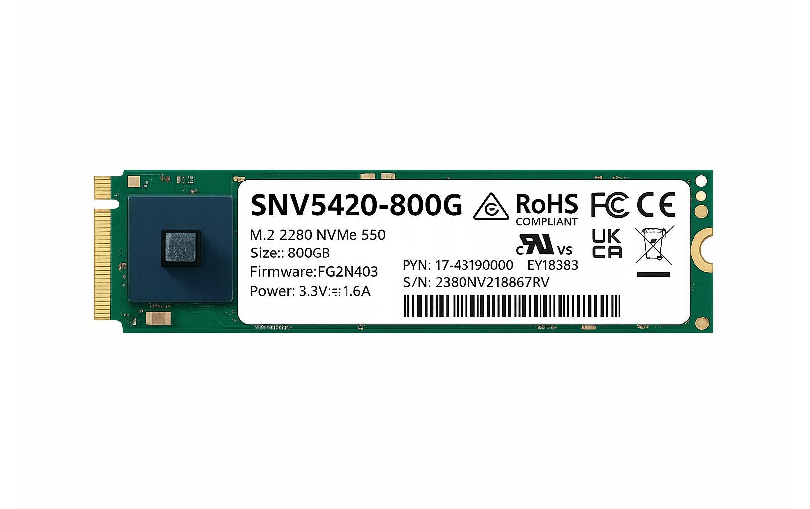 Synology SNV5420-800G – 800 GB M.2 NVMe SSD (2280), PCIe 4.0, 3'000/1'000 MB/s