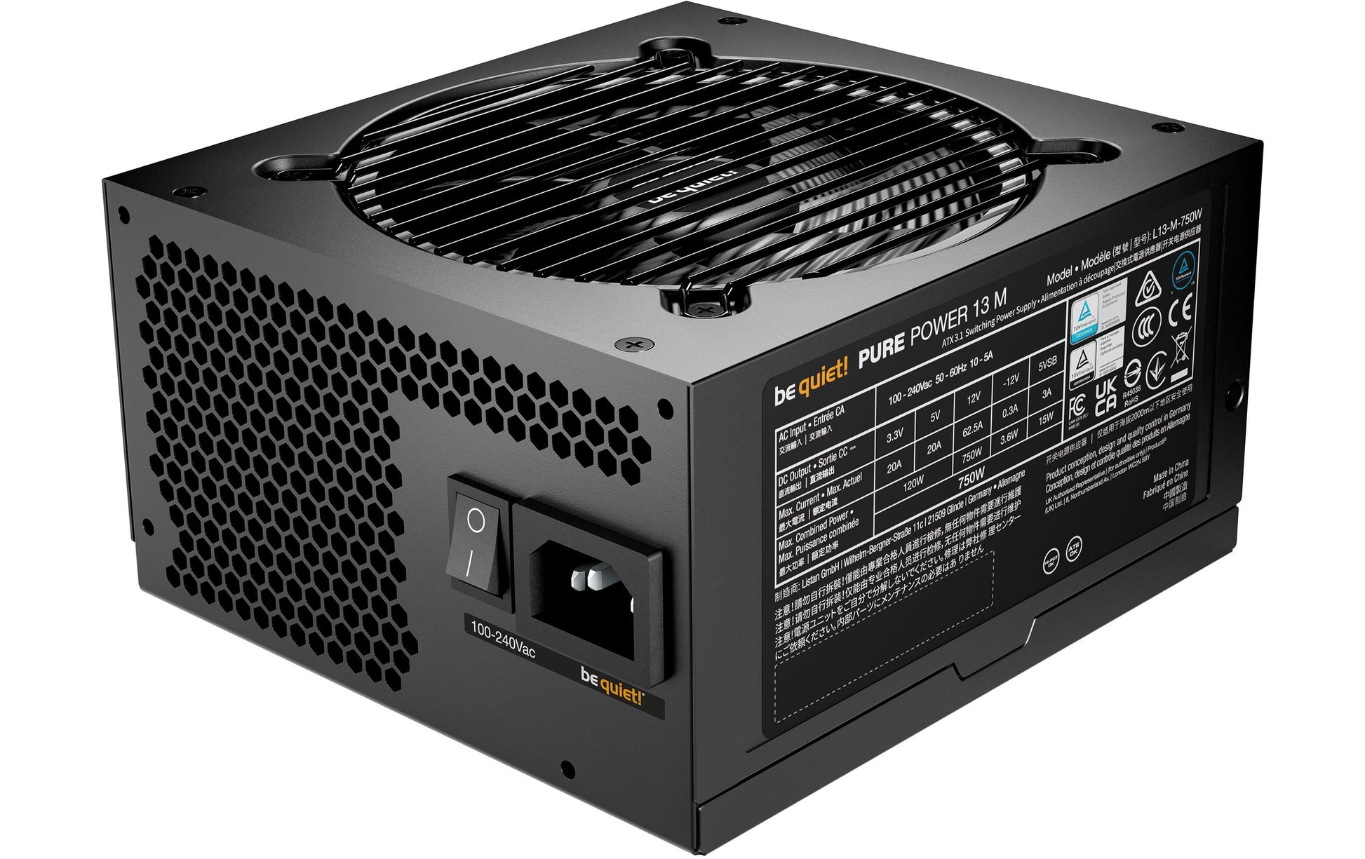 be quiet! be quiet Pure Power 13 M ATX-Netzteil 750 W 80 PLUS Gold – vollmodular, ATX 3,1, EPS 2,92, 12VHPWR – schwarz