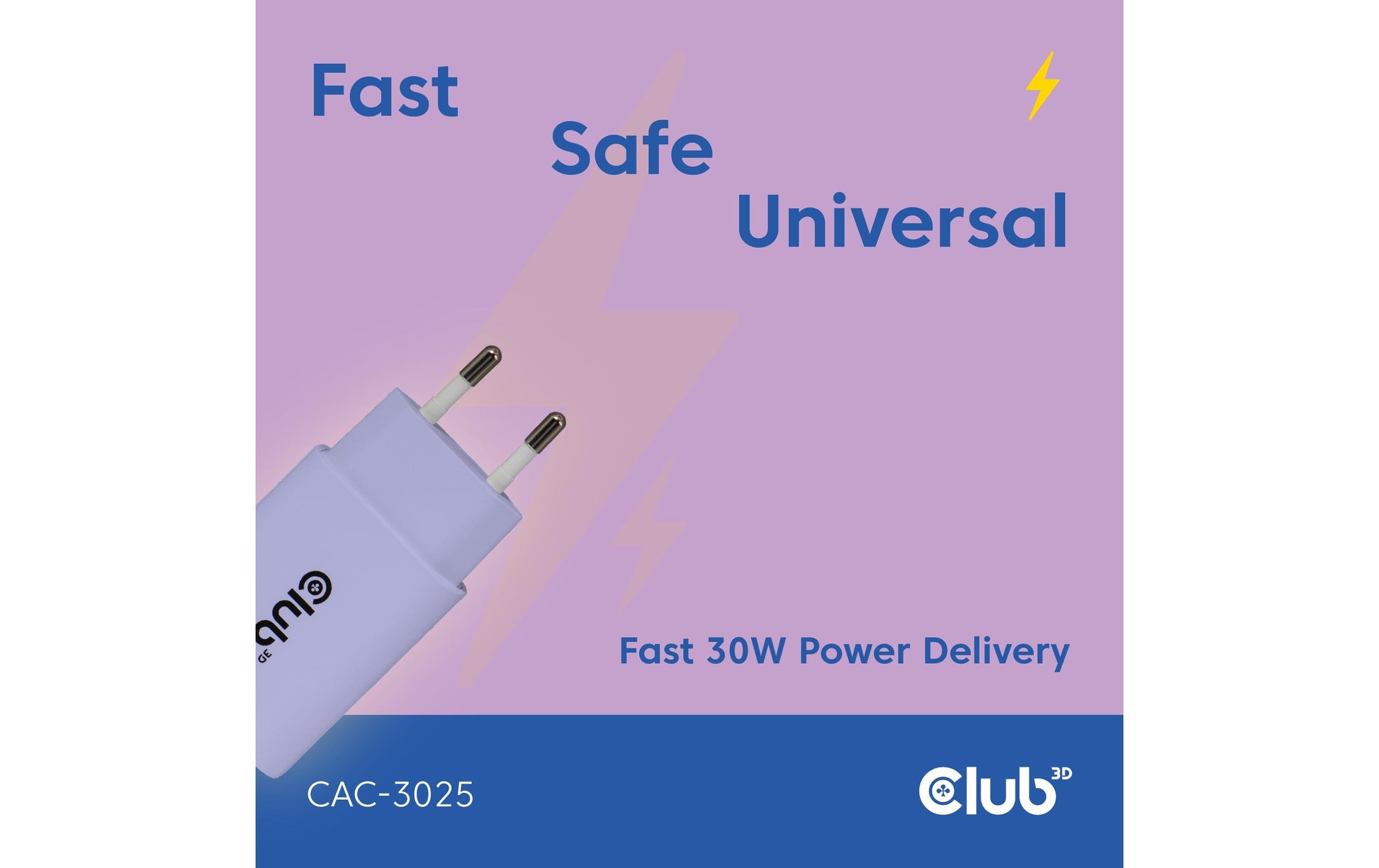 CLUB3D Club 3D 2er-Pack USB-Ladegerät 30 W – USB-C×1, PD – Violett