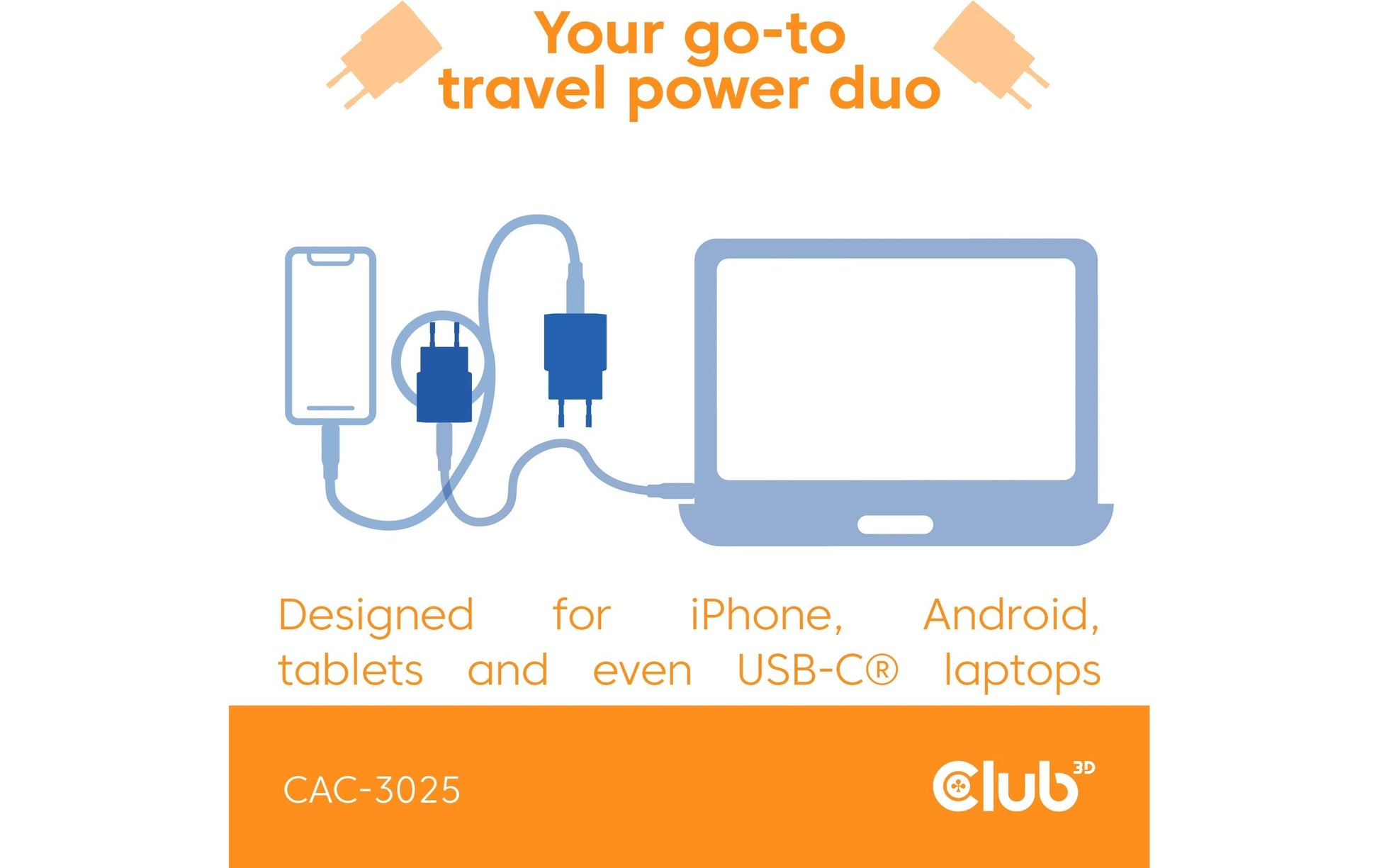 CLUB3D Club 3D 2er-Pack USB-Ladegerät 30 W – USB-C×1, PD – Violett