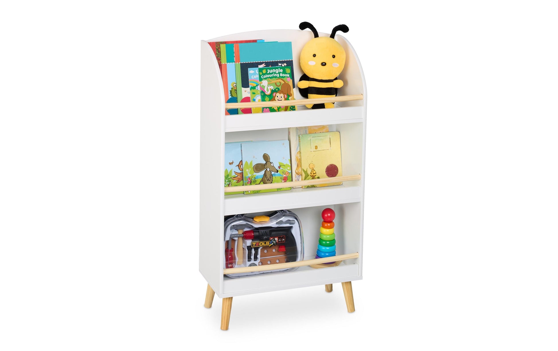 Relaxdays Bücherregal – 3 Böden – 50 × 24 × 95,5 cm – 15 kg – weiss/hellbraun – Faserplatte/Holz
