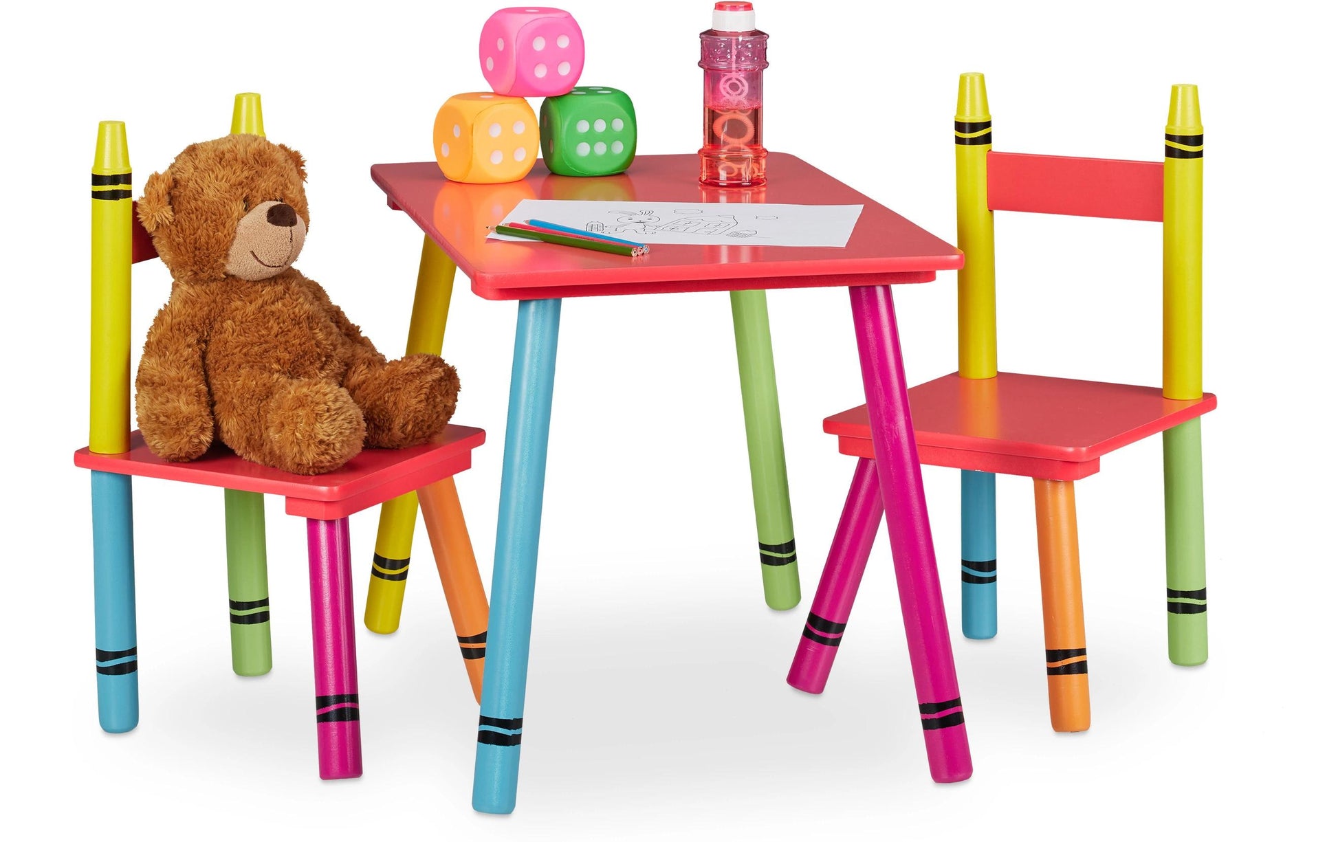 Relaxdays Kinderstuhl – 52 × 45,5 × 5 cm – Bambus – Mehrfarbig