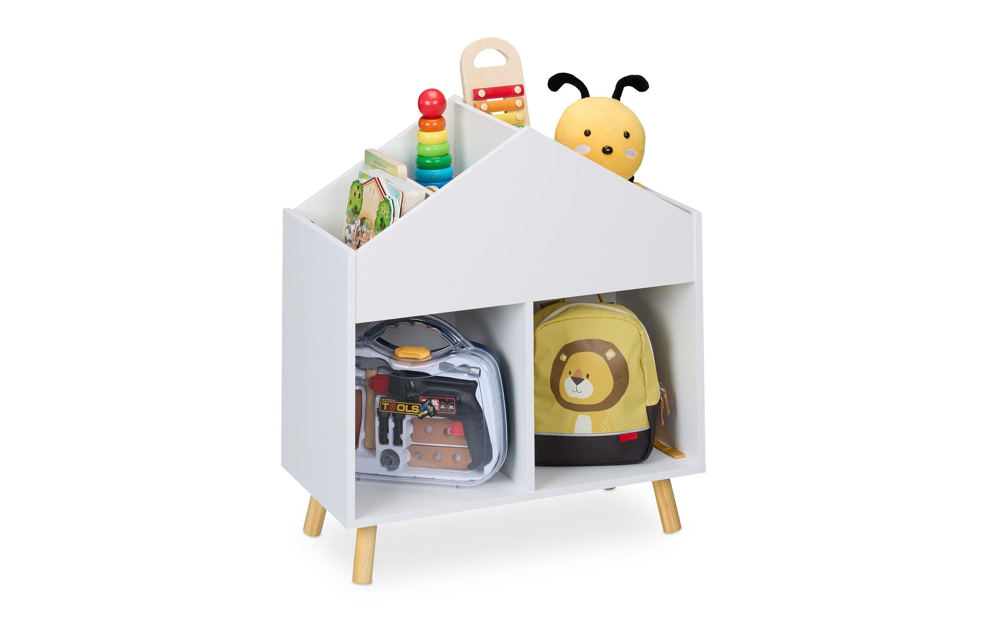 Relaxdays Wandregal/Schweberegal, Kinderregal Haus – 6 Böden – 60 × 30 × 67 cm – 25 kg