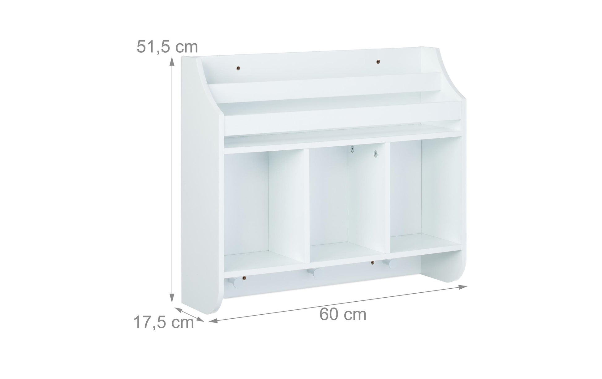 Relaxdays Wandregal – 6 Böden – 60 × 17,5 × 51,5 cm – 12 kg – Weiss – Faserplatte
