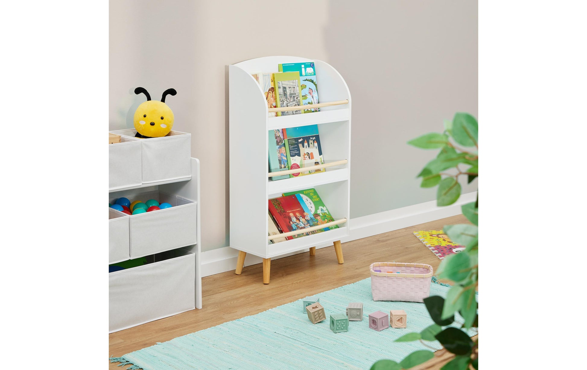 Relaxdays Bücherregal – 3 Böden – 50 × 24 × 95,5 cm – 15 kg – weiss/hellbraun – Faserplatte/Holz