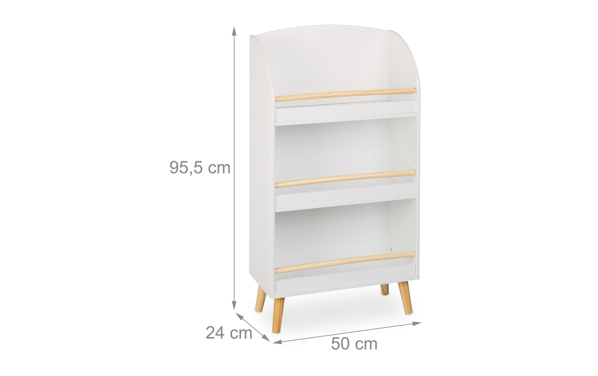 Relaxdays Bücherregal – 3 Böden – 50 × 24 × 95,5 cm – 15 kg – weiss/hellbraun – Faserplatte/Holz