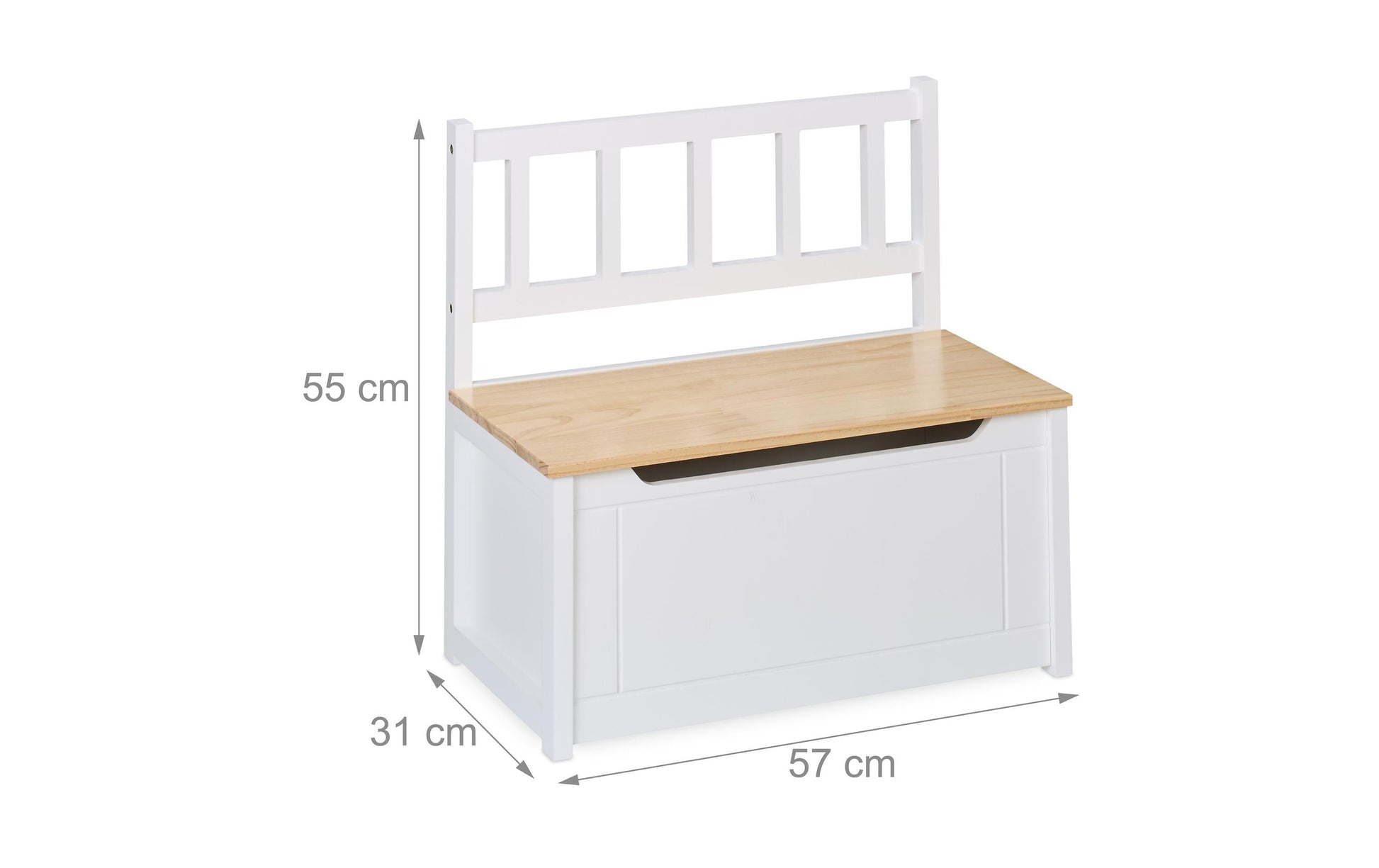 Relaxdays Truhe – Holz – natur/weiß – 570 × 550 × 310 mm